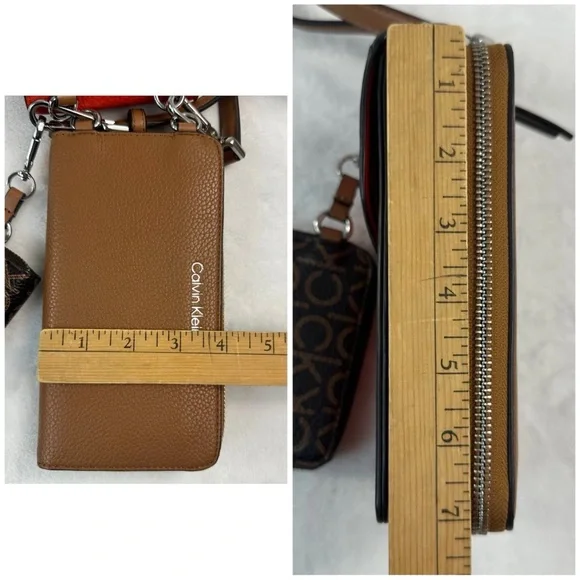 Calvin Klein Women's Bella Multi Crossbody Purse Wallet Coin Pouch Red Brown - Picture 15 of 16